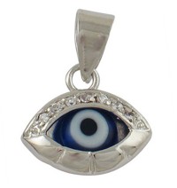 Rhodium Plated Zirconium "Eye" Pendant